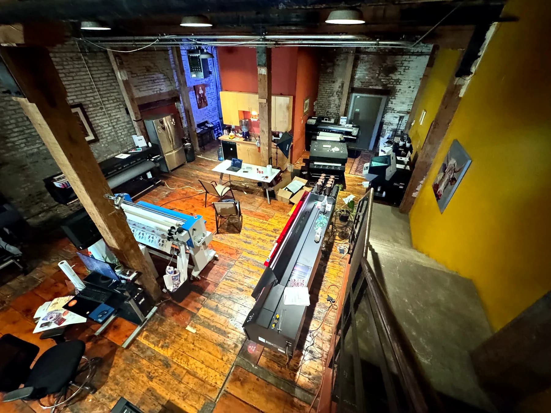 Overhead view of 7th Creation Studio production equipment